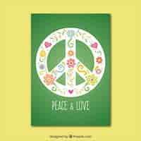 Free vector green peace and love card