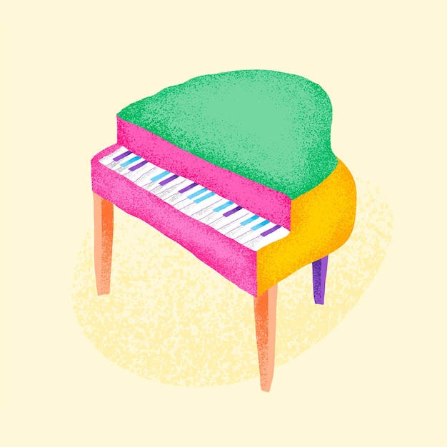 Free vector green piano sticker  musical instrument illustration