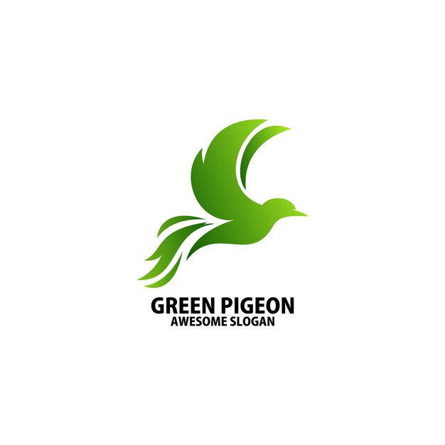 Green pigeon logo design gradient color