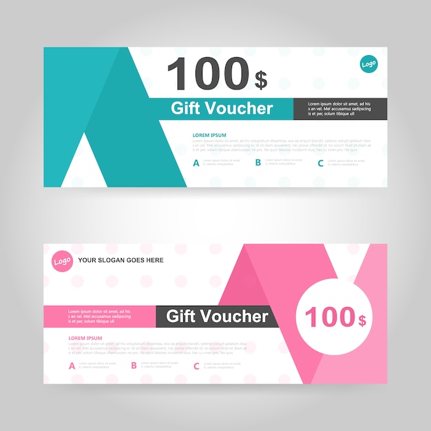 Green and pink gift voucher template