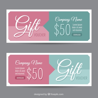 Green and pink gift vouchers