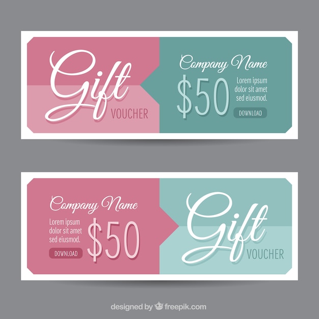 Green and pink gift vouchers