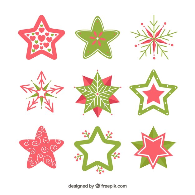 Green and pink star set