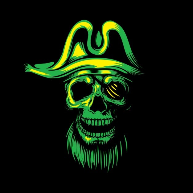 Green pirate skull background