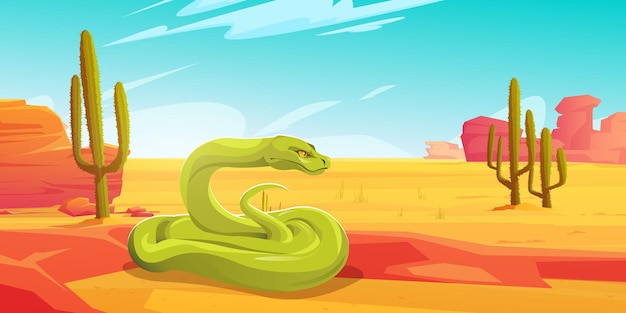 Free vector green pit viper, exotic snake in desert