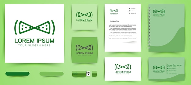 Green pizza logo and business branding template design inspiration