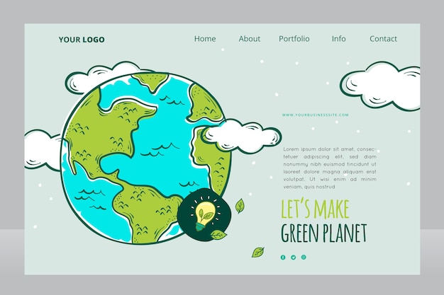 Green planet landing page template