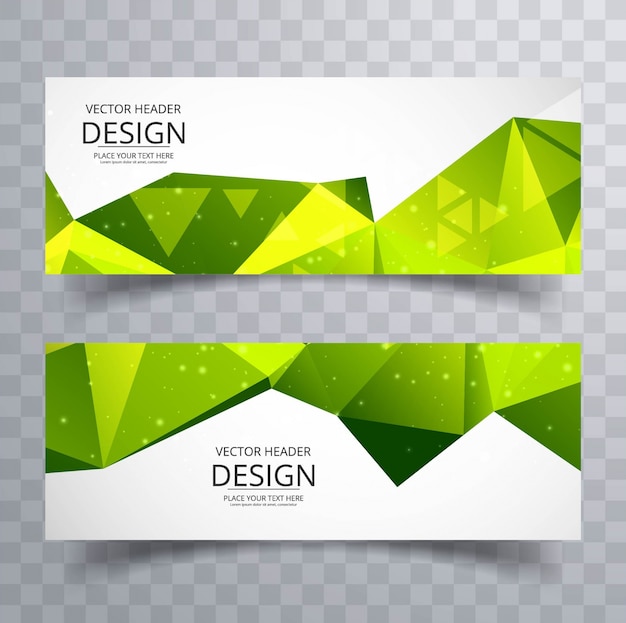 Green polygon banners