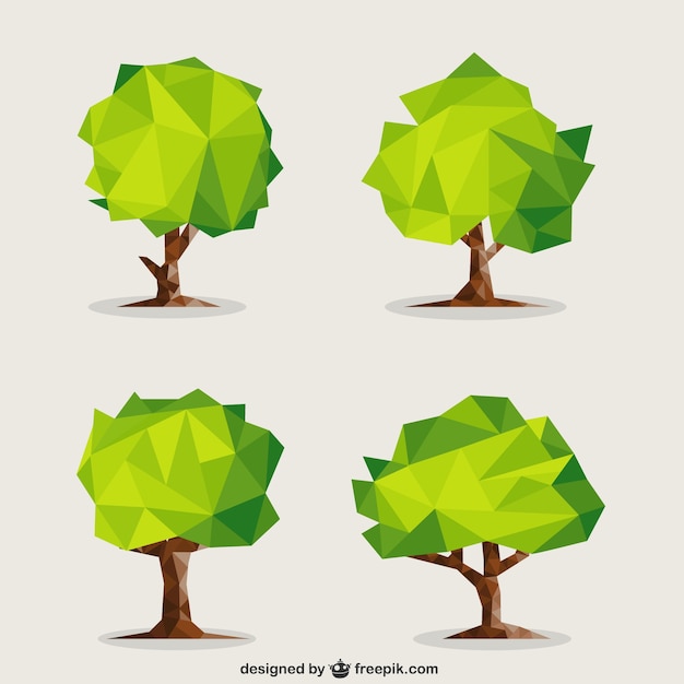녹색 다각형 나무