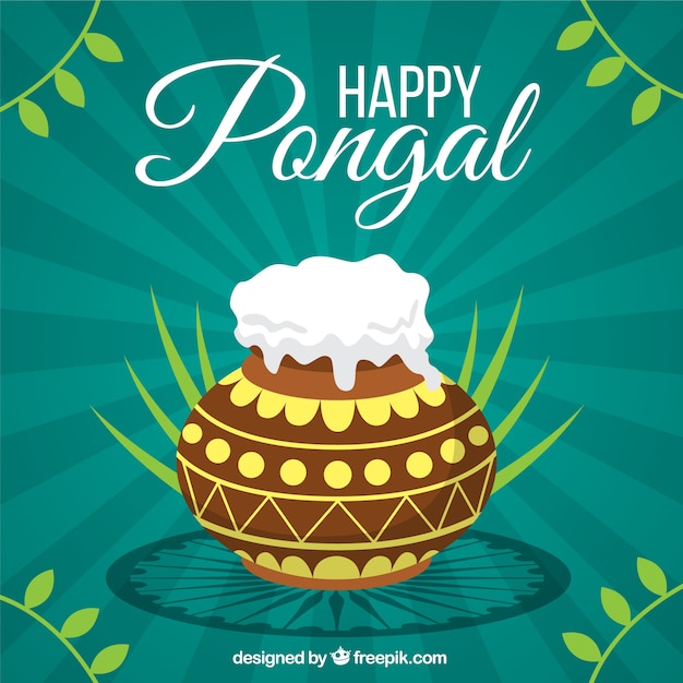 무료 벡터 녹색 pongal 배경