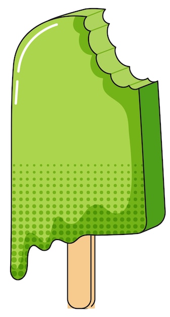 Green popsicle with bite mark