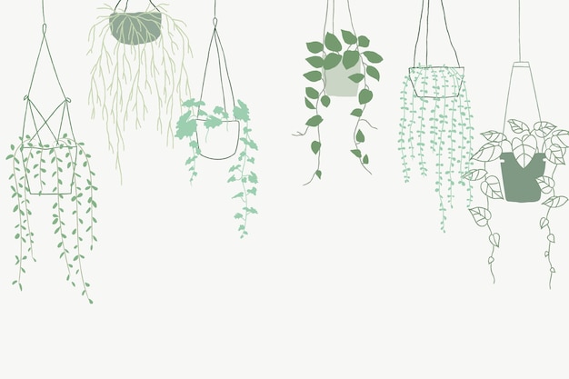 Free vector green potted hanging plant vector background