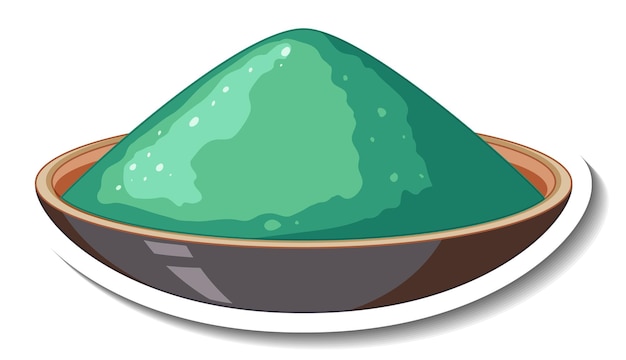 Free vector green powder colour in a bowl on white background