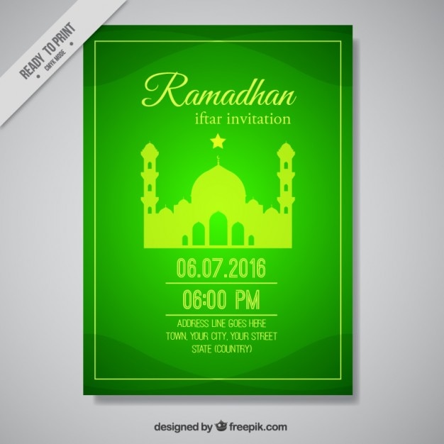 Free vector green ramadan invitation