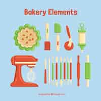 Free vector green and red bakery elements