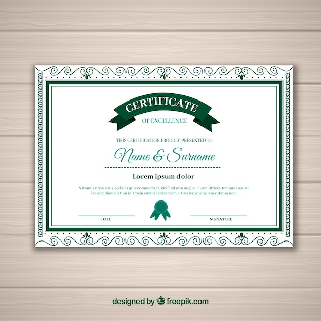 Зеленый шаблон ретро-сертификата