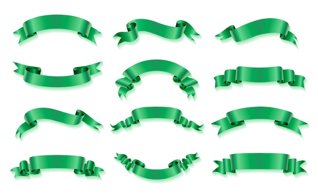 Free vector green ribbons collection