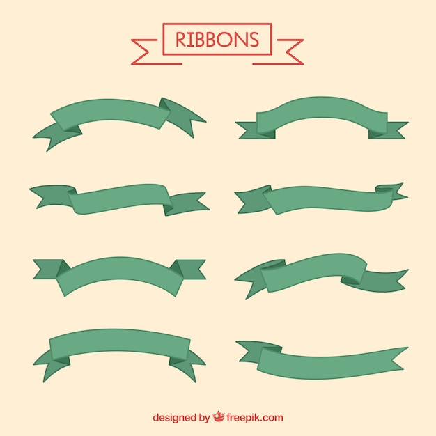 Free vector green ribbons collection