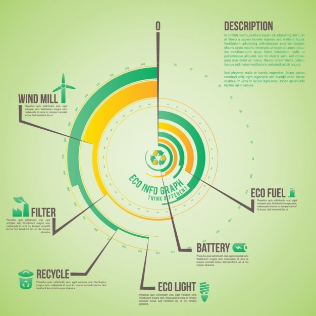 Vettore gratuito verde arrotondata modello infografica