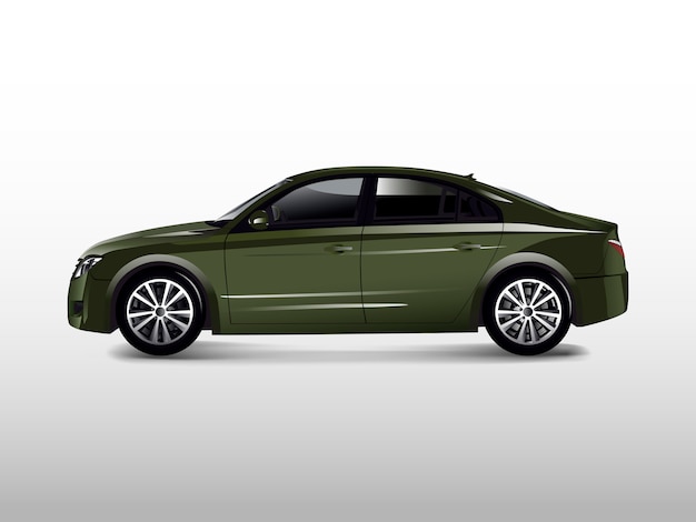 Green sedan car isolated on white vector