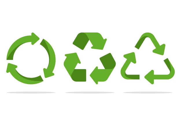 Free vector green set of recycled signs