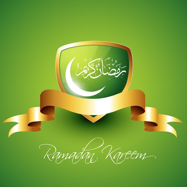 Free vector green shield for ramadan kareem