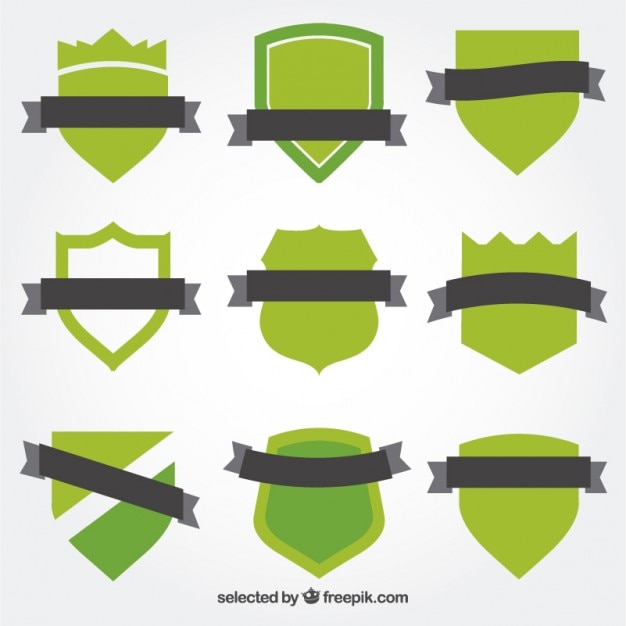 Бесплатное векторное изображение Зеленые щиты