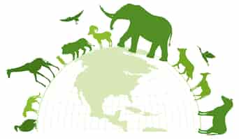 無料ベクター 野生動物の緑のシルエット