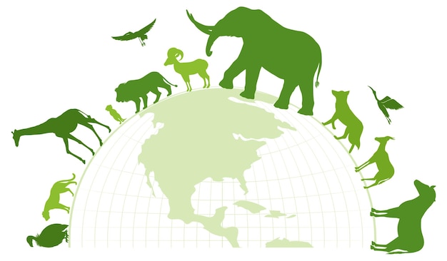 Download Free Vector Templates: Green Silhouette of Wild Animals