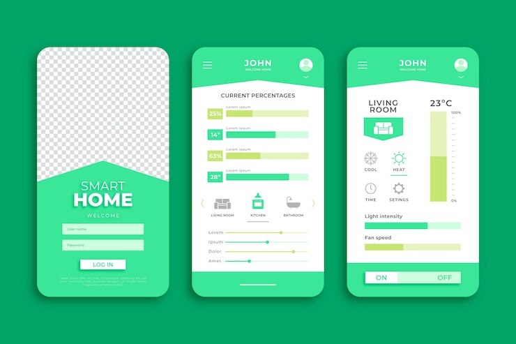 Free Vector green smart home smartphone app template