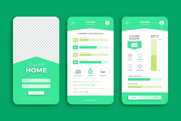Green smart home smartphone app template