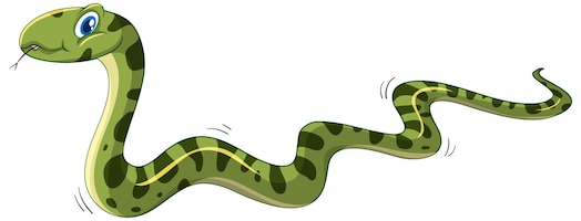 Green snake cartoon character isolated on white background