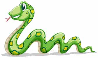 Free vector green snake crawling on white