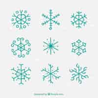 Free vector green snowflakes collection