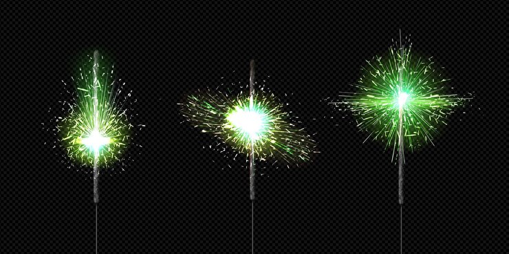 Free Vector green sparkler sticks set
