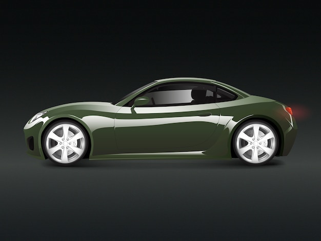 Бесплатное векторное изображение Зеленый спортивный автомобиль в черном фоне вектор