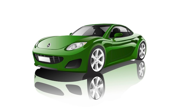 Free vector green sports car isolated on white vector