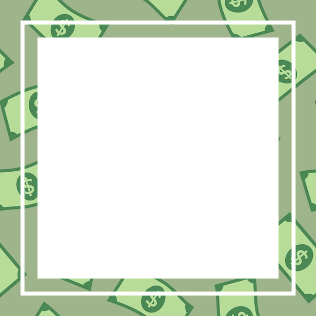 Cornice quadrata/rettangolare verde, banconote da un dollaro modello denaro vettoriale finanza clipart