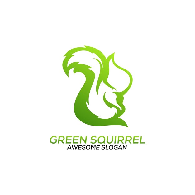 緑のリスのロゴ デザイン ライン アート