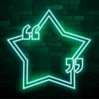 Free vector green star neon frame with quotation mark