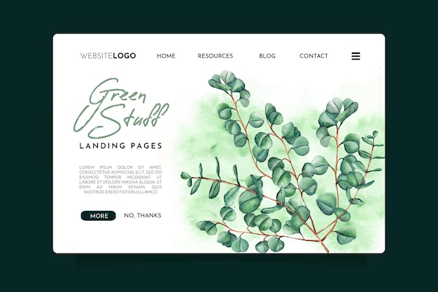 Free vector green stuff landing page