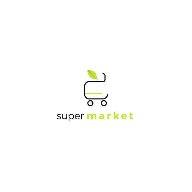 Шаблон логотипа фирменного стиля зеленого супермаркета