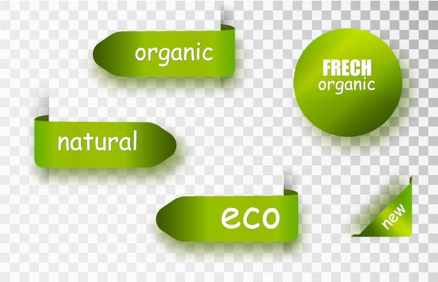 Free vector green tags. collection with eco tags and labels and stickers. vector illustration.