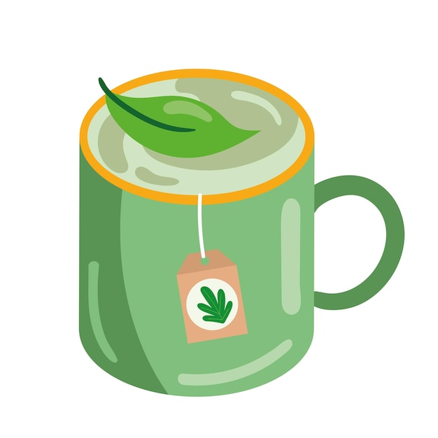 Vettore gratuito tè verde in tazza