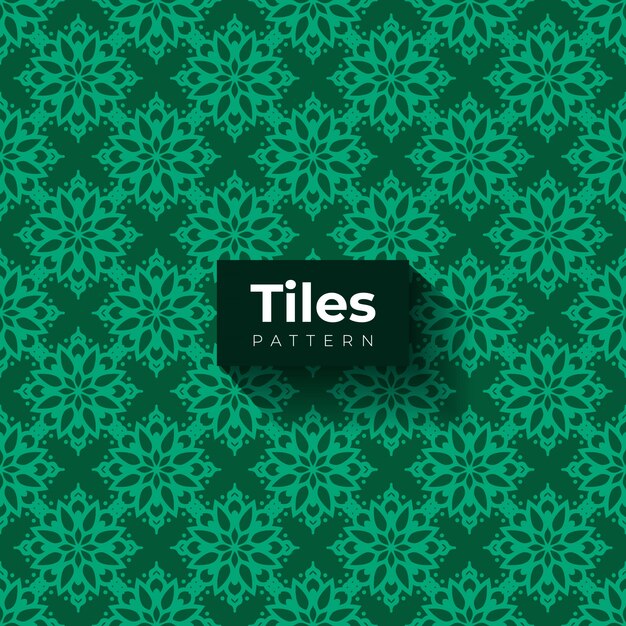 Green tiles pattern with ornamental shapes