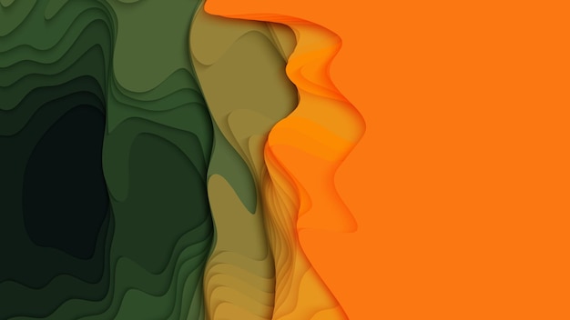 Бесплатное векторное изображение Зеленый оранжевый фон слоев бумаги