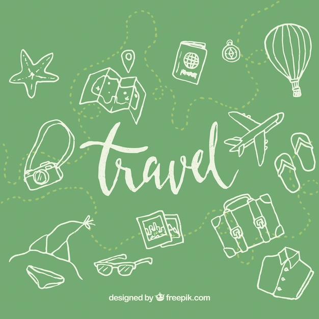 Free vector green travel elements background