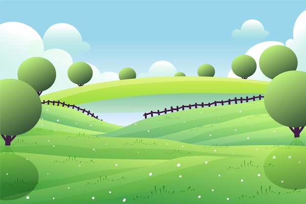 Free vector green trees and lake spring landscape