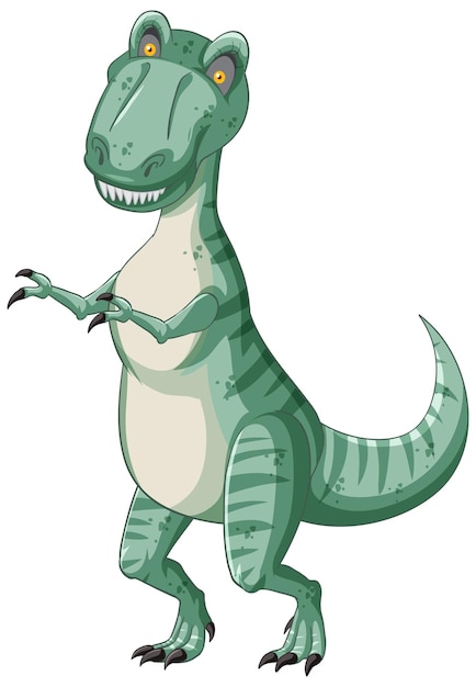 Green trex dinosaur in cartoon style