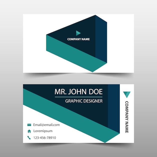 Free vector green triangle corporate business card template